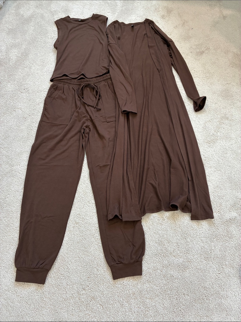 Amazon Womens 3-Piece Sleepwear Set in Brown